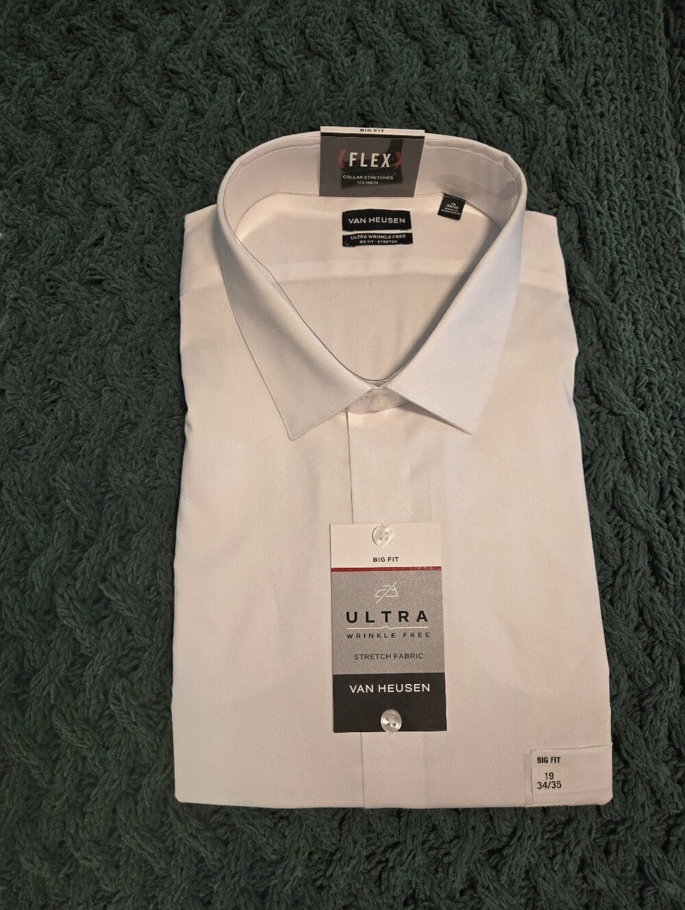 Van Heusen White Men's Dress Shirt - Size 19 34/35
